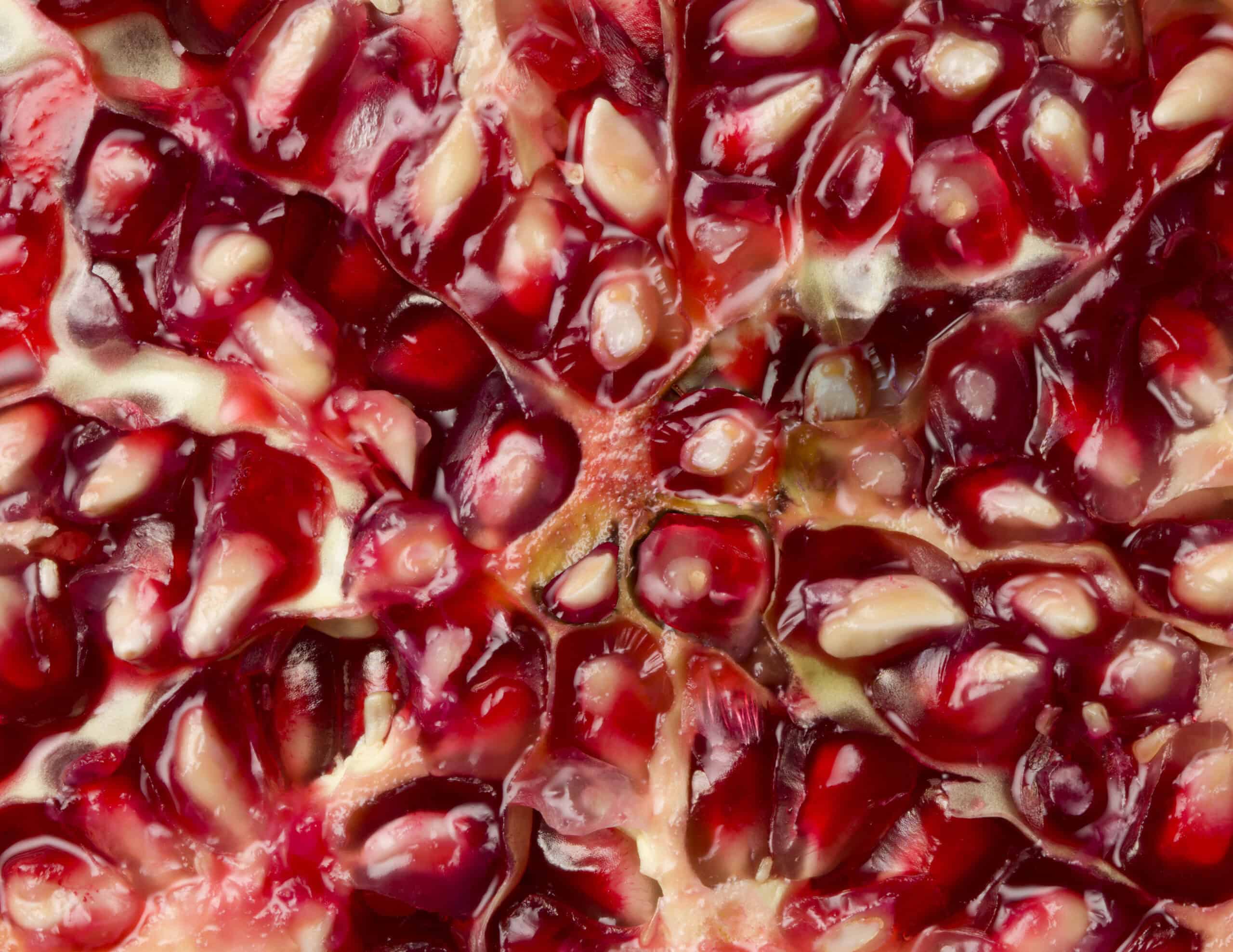 Macro image of inside a pomegrante fruit