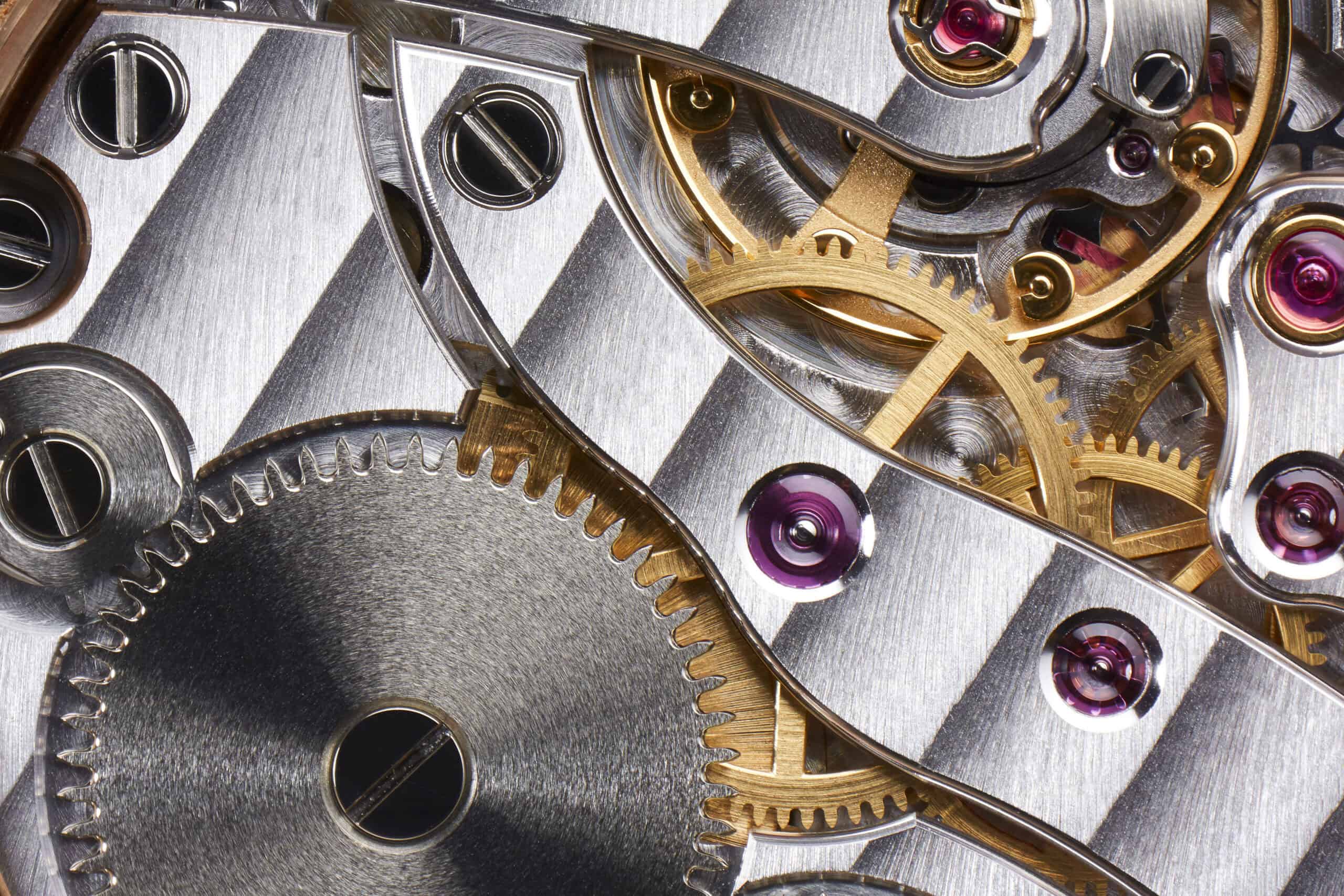 Macro image of inside a watch by still life photographer Jonathan Knowles