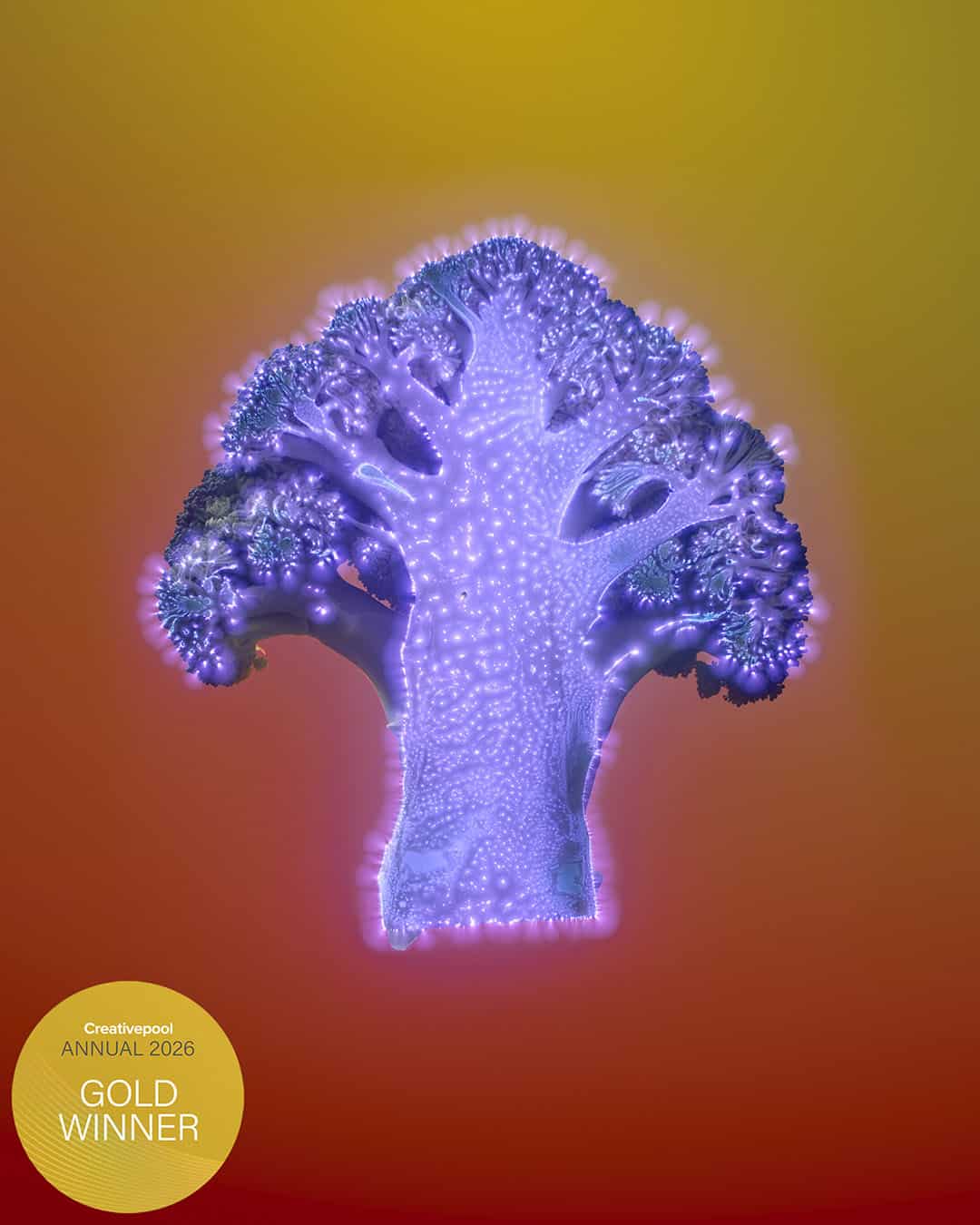 Broccoli shot by food photographer Jonathan Knowles with a kirlian camera